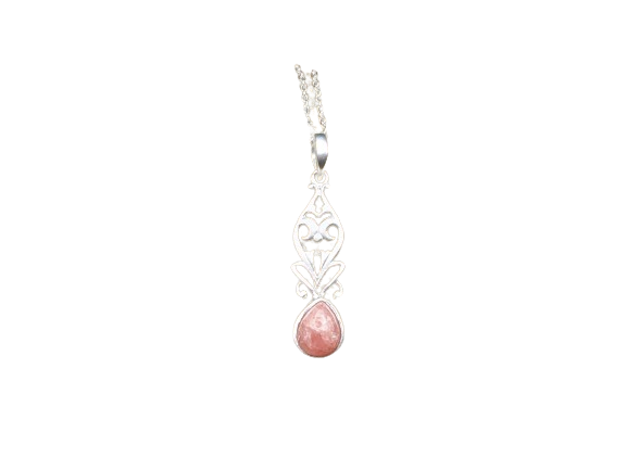 pendentif en argent orné d’une pierre en rhodochrosite Trésors de femme