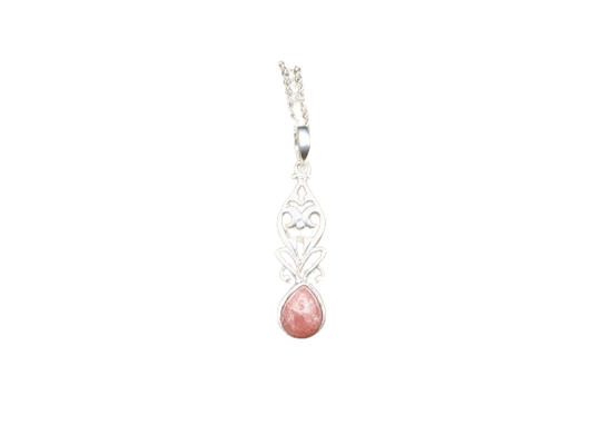 pendentif en argent orné d’une pierre en rhodochrosite Trésors de femme