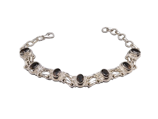 Bracelet en argent et quartz fumé Trésors de femme