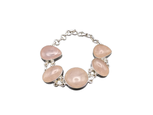 Bracelet en argent et quartz rose Trésors de femme