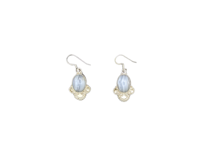 Boucles d'oreilles en argent et agate dentelle bleue Trésors de femme