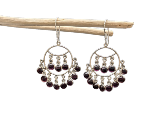 Boucles d'oreilles en argent et grenat Trésors de femme