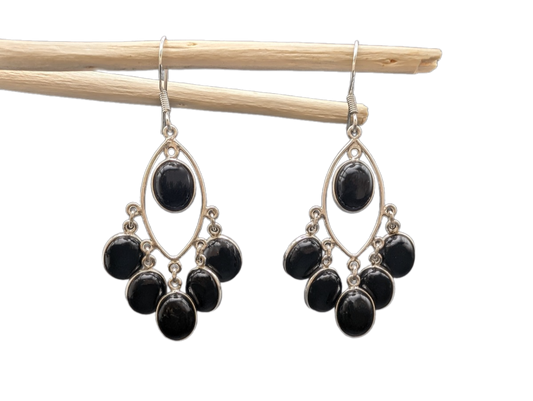 Boucles d'oreilles en argent et onyx noir Trésors de femme