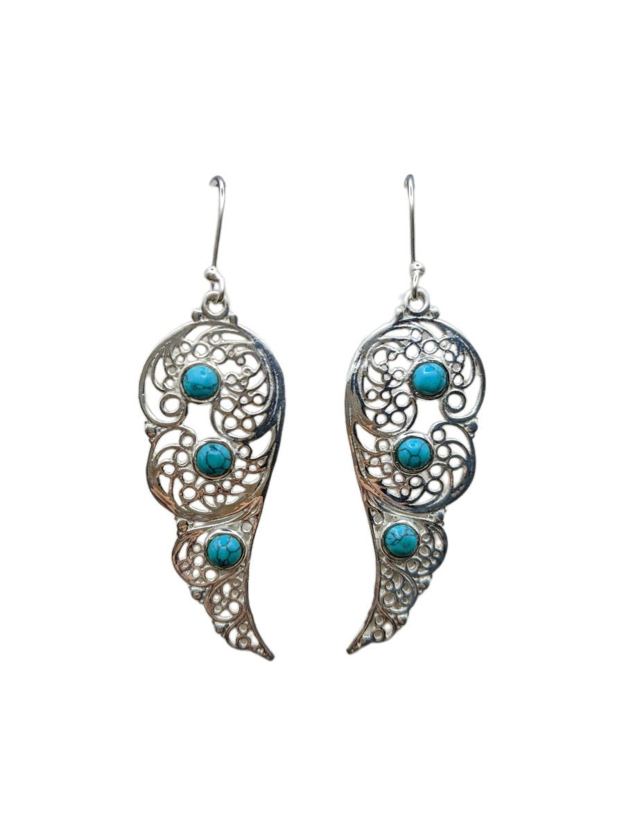 Boucles d’oreilles en argent et pierre turquoise Trésors de femme