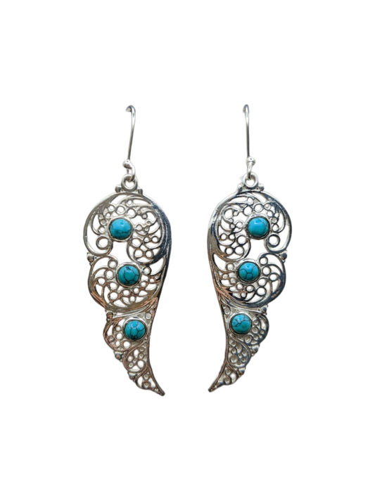 Boucles d’oreilles en argent et pierre turquoise Trésors de femme