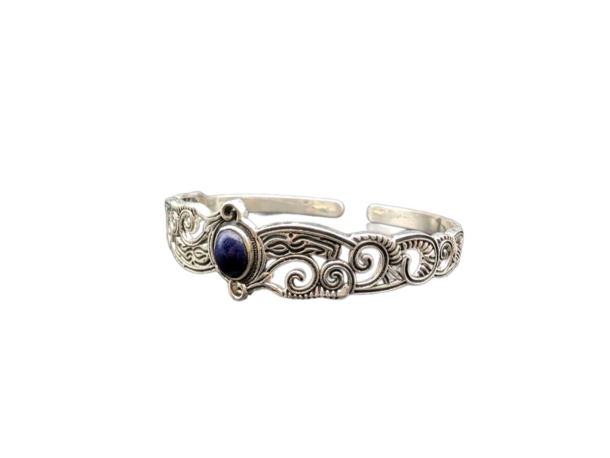 Bracelet rigide en argent et lapis lazulite Trésors de femme 