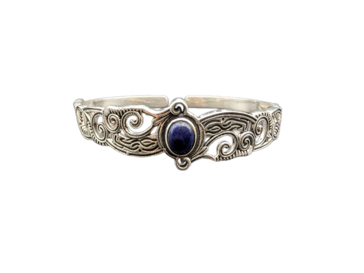 Bracelet rigide en argent et lapis lazulite Trésors de femme 