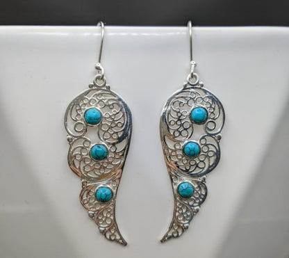 Boucles d’oreilles en argent et pierre turquoise